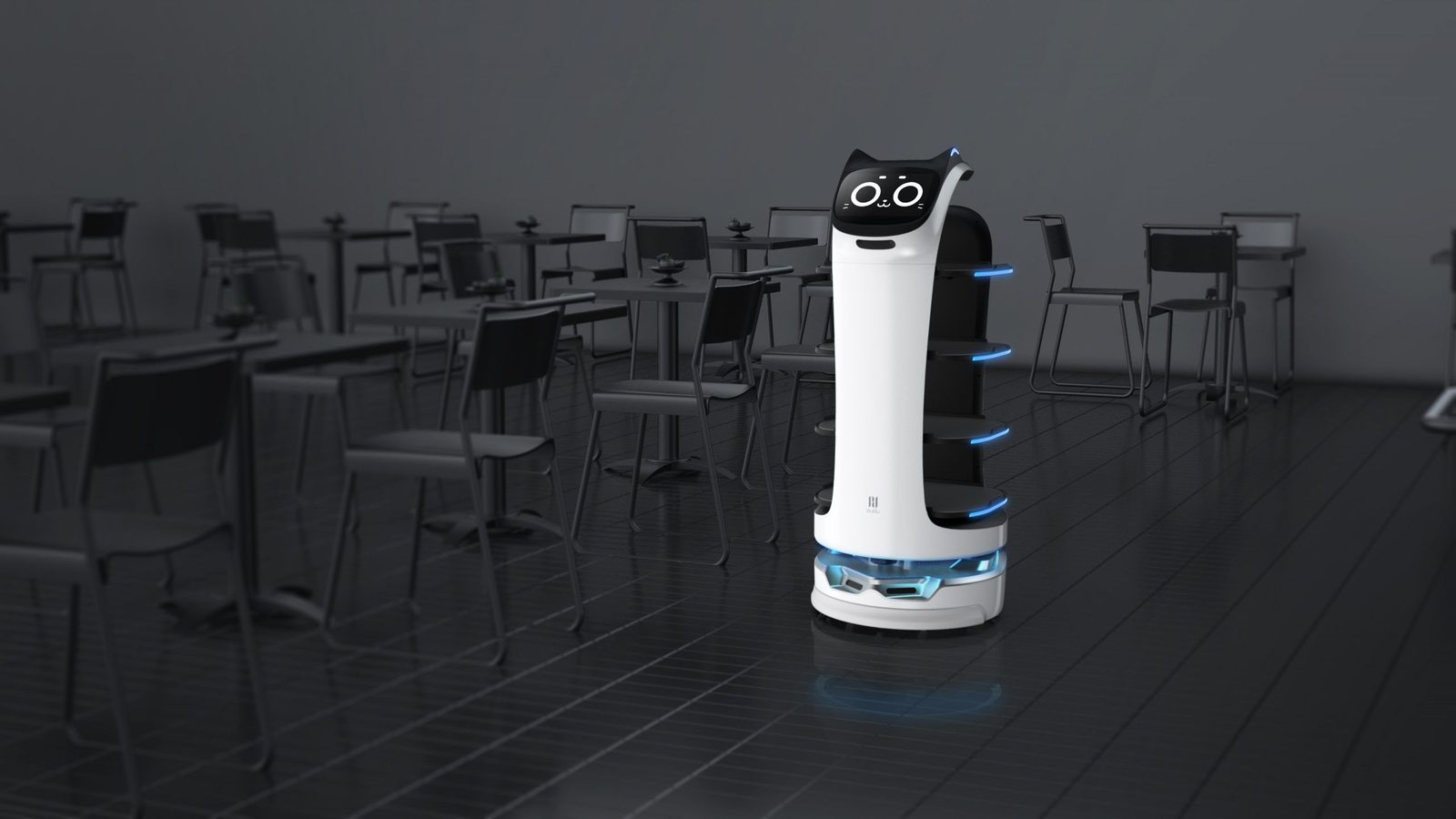 Robot Pudu prestant servei en un entorn real